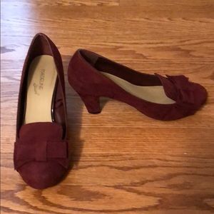 Faux suede burgundy 3 inch heels.